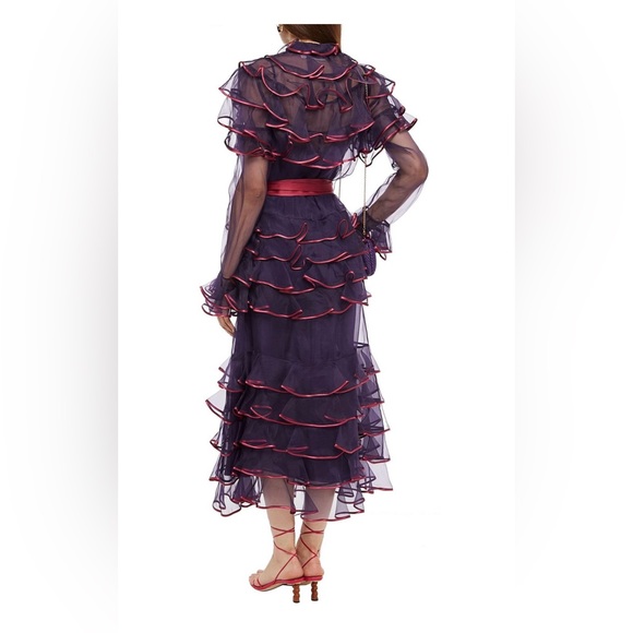 New Zimmerman Belted tiered silk- organza midi dress Size 4 - Picture 5 of 7